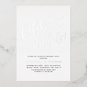 Invitation En Aluminium Silver Célébrez Avec Nous Moderne Simple Fiançaill