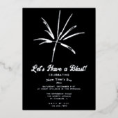 Invitation En Aluminium Silver Fireworks New Year's Eve Party (Recto)