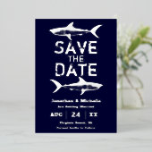 Invitation En Aluminium Silver Foil Shark Beach Enregistrer la date (Debout devant)