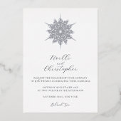 Invitation En Aluminium Silver Foil Snowflake Élégant Mariage d'hiver (Recto)