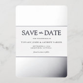 Invitation En Aluminium Silver Foil tendance mariage moderne Enregistrer l (Recto)