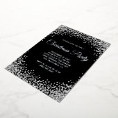 Invitation En Aluminium Silver Glitter Border Black Christmas Party (Rotation)