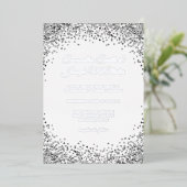 Invitation En Aluminium Silver Glitter Border Black Wedding (Debout devant)