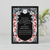 Invitation En Aluminium Silver Gothic Autumn Cathedral Frame Wedding  (Debout devant)