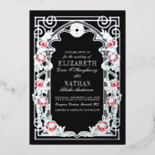 Invitation En Aluminium Silver Gothic Roses Cathedral Frame Wedding  (Recto)