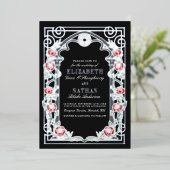 Invitation En Aluminium Silver Gothic Roses Cathedral Frame Wedding  (Debout devant)