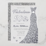 Invitation En Aluminium Silver Gown, Fabulous 50th Birthday Party<br><div class="desc">Silver Gown,  Fabulous 50th Birthday Party Foil Invitation Voir d'autres invitations dans notre Niche and Nest Store</div>