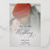 Invitation En Aluminium Silver Luxury Modern Transparency Wedding Photo (Recto)