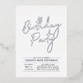 Invitation En Aluminium Silver Modern Brush Script Adult Anniversaire Part (Recto)