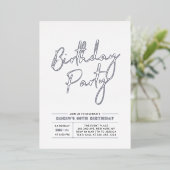 Invitation En Aluminium Silver Modern Brush Script Adult Anniversaire Part (Debout devant)