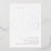 Invitation En Aluminium Silver Modern Script Simple Surprise Party (Recto)