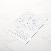 Invitation En Aluminium Silver Modern Script Simple Surprise Party (Rotation)
