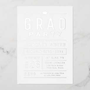Invitation En Aluminium Silver Modern Simple Typography Graduation Party