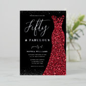 Invitation En Aluminium Silver Red Gown Cinquante Fabuleux 50e anniversair (Debout devant)