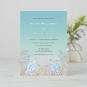 Invitation En Aluminium Silver Sea Turtles Turquoise | Beach Wedding (Debout devant)