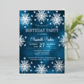Invitation En Aluminium Silver snowflakes winter luxury birthday party (Debout devant)