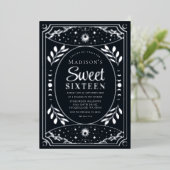 Invitation En Aluminium Silver Tarot Witchy Sweet 16 fête d'anniversaire (Debout devant)