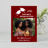 Invitation En Aluminium Silver Two Brothers Double Graduation Dark Red (Debout devant)