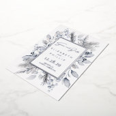 Invitation En Aluminium Silver Winter Botanical Holiday Enregistrer La Dat (Rotation)