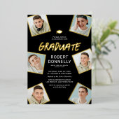 Invitation En Aluminium Simple 6 Photo Graduation Party (Debout devant)