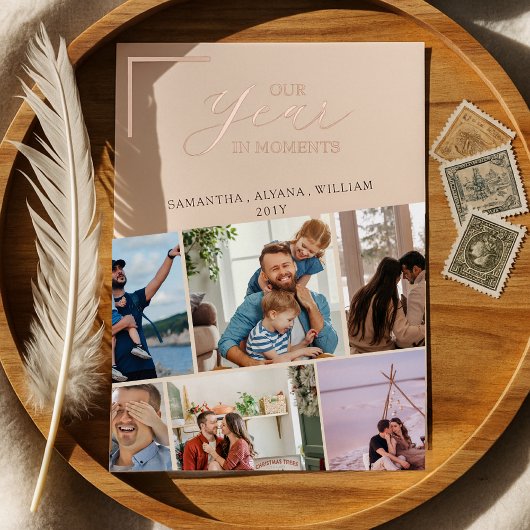 Invitation En Aluminium Simple année en moments Famille Photo Noël