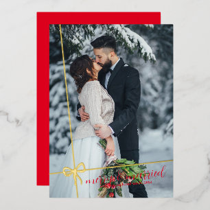 Invitation En Aluminium Simple Arc Ruban Doré Noël & Mariage