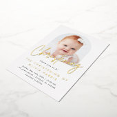 Invitation En Aluminium Simple Arc Un Photo Christening Baptême Or (Rotation)