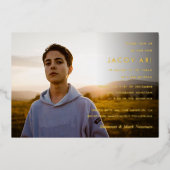 Invitation En Aluminium Simple Bar Mitzvah Photo (Recto)