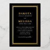 Invitation En Aluminium Simple Black & Gold Modern Elegant Mariage photo (Recto)