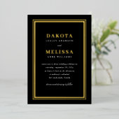 Invitation En Aluminium Simple Black & Gold Modern Elegant Mariage photo (Debout devant)
