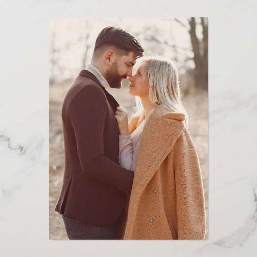 Invitation En Aluminium Simple Black & Gold Modern Elegant Mariage photo (Verso)