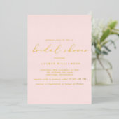 Invitation En Aluminium Simple Blush Calligraphy Fête des mariées Gold (Debout devant)