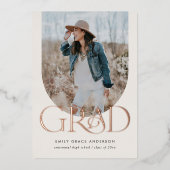 Invitation En Aluminium Simple Boho Arch Trendy Trois Photo Graduation (Recto)