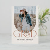 Invitation En Aluminium Simple Boho Arch Trendy Trois Photo Graduation (Debout devant)