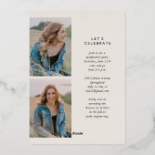 Invitation En Aluminium Simple Boho Arch Trendy Trois Photo Graduation (Verso)