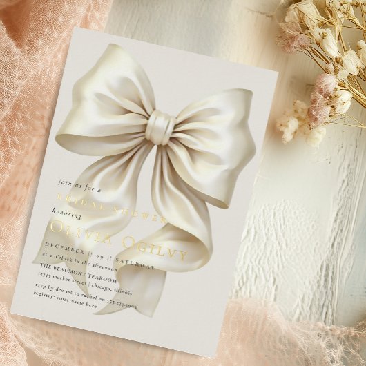 Invitation En Aluminium Simple Boho Elegant Crème d'ivoire Fête des mariée