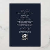 Invitation En Aluminium Simple Botanique & Code QR RSVP Bleu de Nuit Rose (Verso)