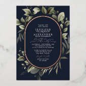 Invitation En Aluminium Simple Botanique & RSVP QR Code Mariage de marine  (Recto)