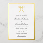 Invitation En Aluminium Simple Bow Classic Wedding (Recto)