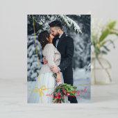 Invitation En Aluminium Simple Bow Gold Foil Joyeux & Marié Noël (Debout devant)