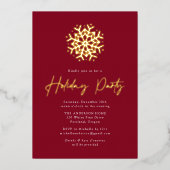 Invitation En Aluminium Simple Burgundy et Gold Snowflake Fête (Recto)