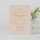 Invitation En Aluminium Simple Champagne Gold Photo Sweet 16 Seize (Debout devant)