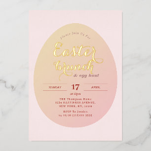 Invitation En Aluminium Simple Chasse aux œufs de brunch de Pâques Rose te