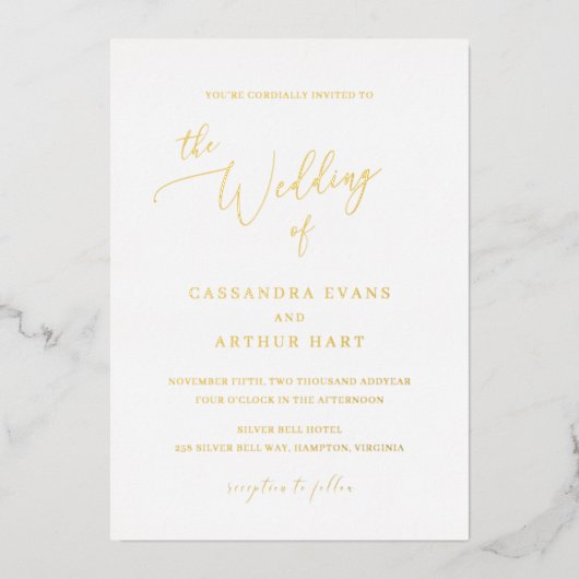 Invitation En Aluminium Simple Classique Traditionnel Formel Mariage Éléga (Recto)