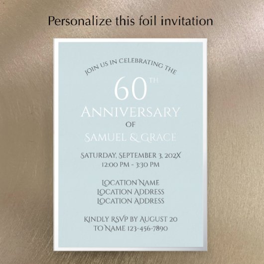 Invitation En Aluminium Simple Classy 60e fête d'anniversaire du Mariage