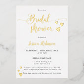 Invitation En Aluminium Simple cœurs or script chic douche de mariée photo (Recto)