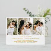 Invitation En Aluminium Simple Collage Photo Mariage élégant (Debout devant)