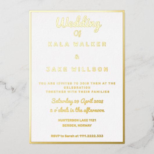 Invitation En Aluminium Simple Décadent Mariage (Bordure) (Recto)