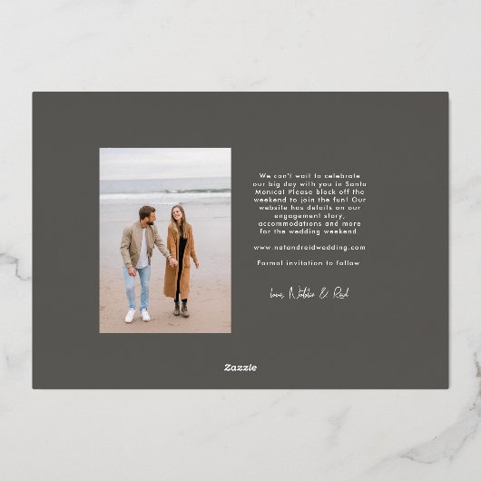 Invitation En Aluminium Simple design moderne enregistrer la photo de date (Verso)