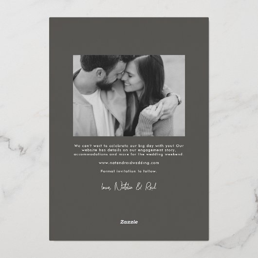 Invitation En Aluminium Simple design moderne photo verticale enregistrer  (Verso)